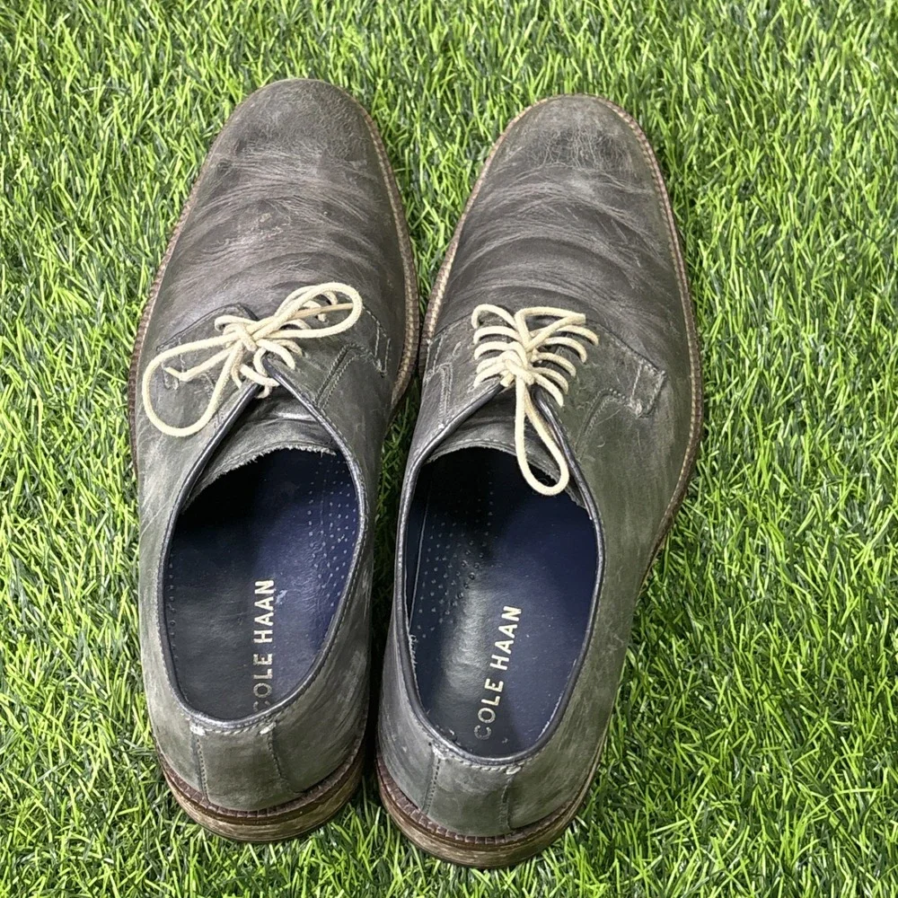 Cole Haan Williams Men's 10M Distressed Gray Leather Plain Toe Oxford Shoes